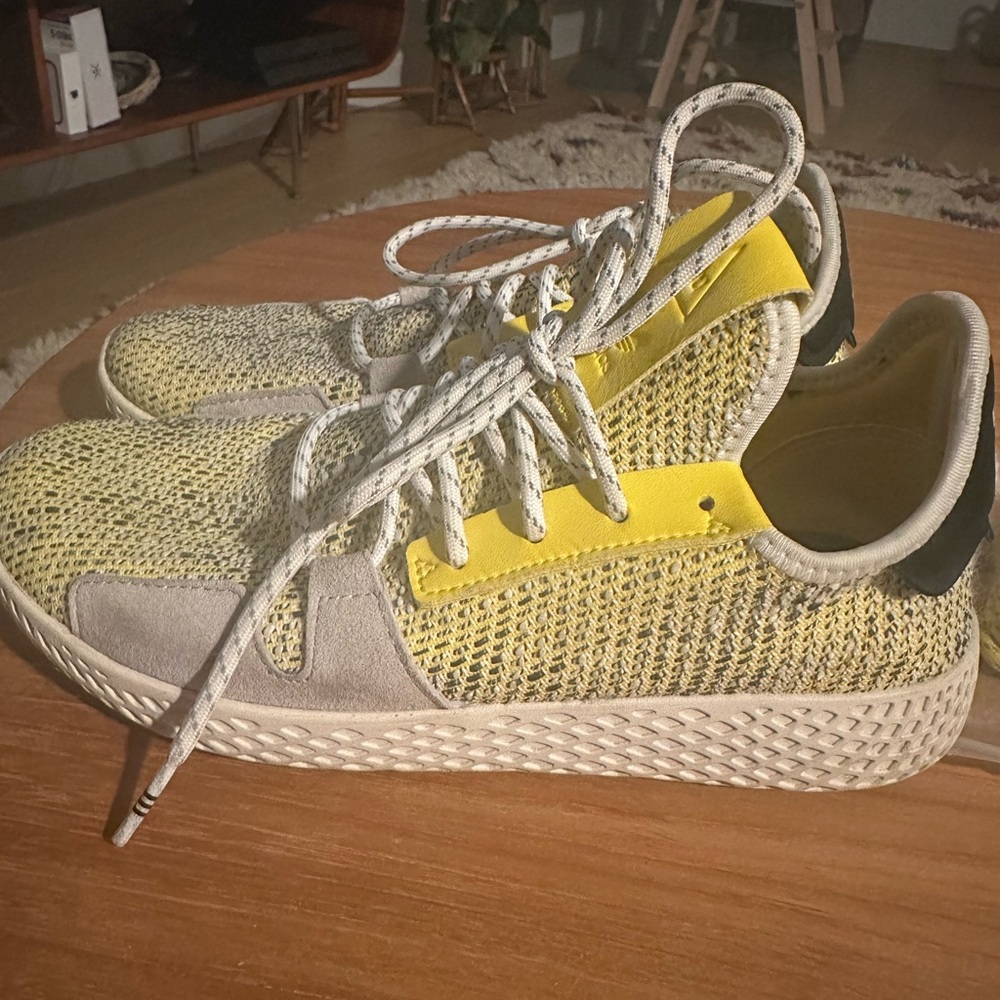 Adidas x Pharrell Williams Tennis HU V2 Solar Flare Yellow Knit Sneakers